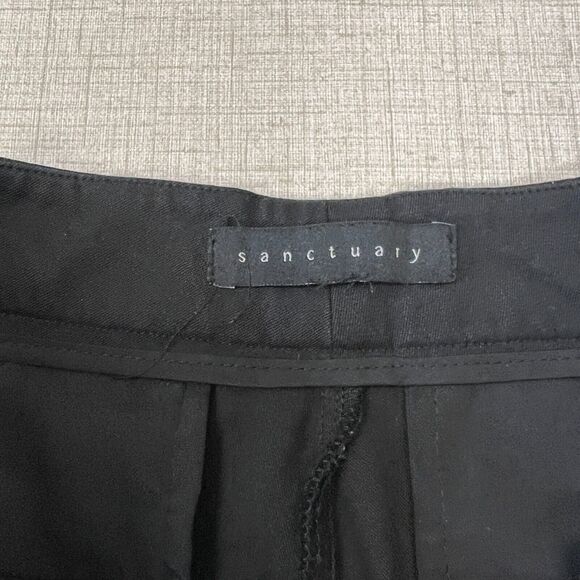 Sanctuary Pants Womens M/L Medium Large Black City Peg Twill Faux Leather Slim - Picture 3 of 11
